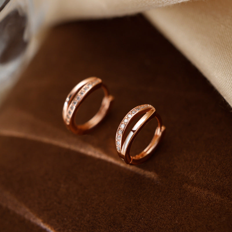 Women's Sterling Sier Trendy Rose Gold Ear Special Interest Earrings
