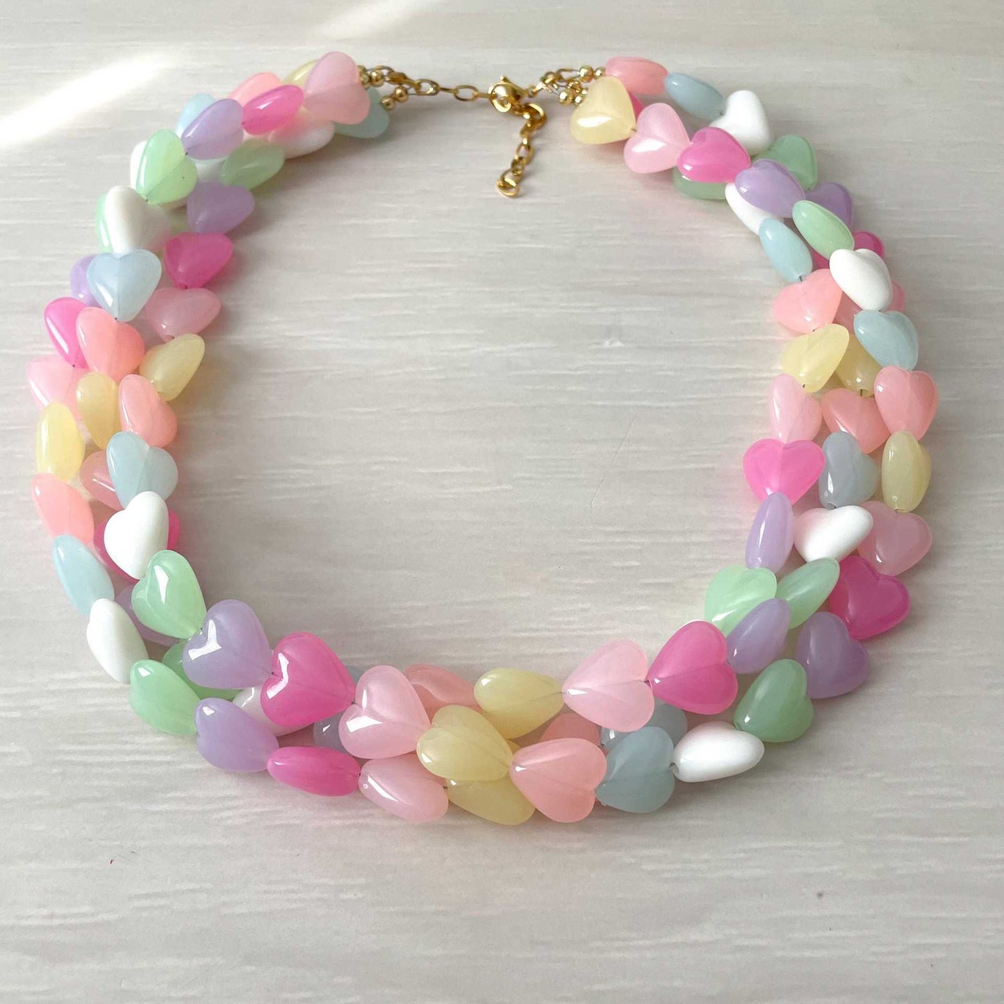 Rainbow Love Beaded Female Sweet Dopamine Clavicle Necklaces
