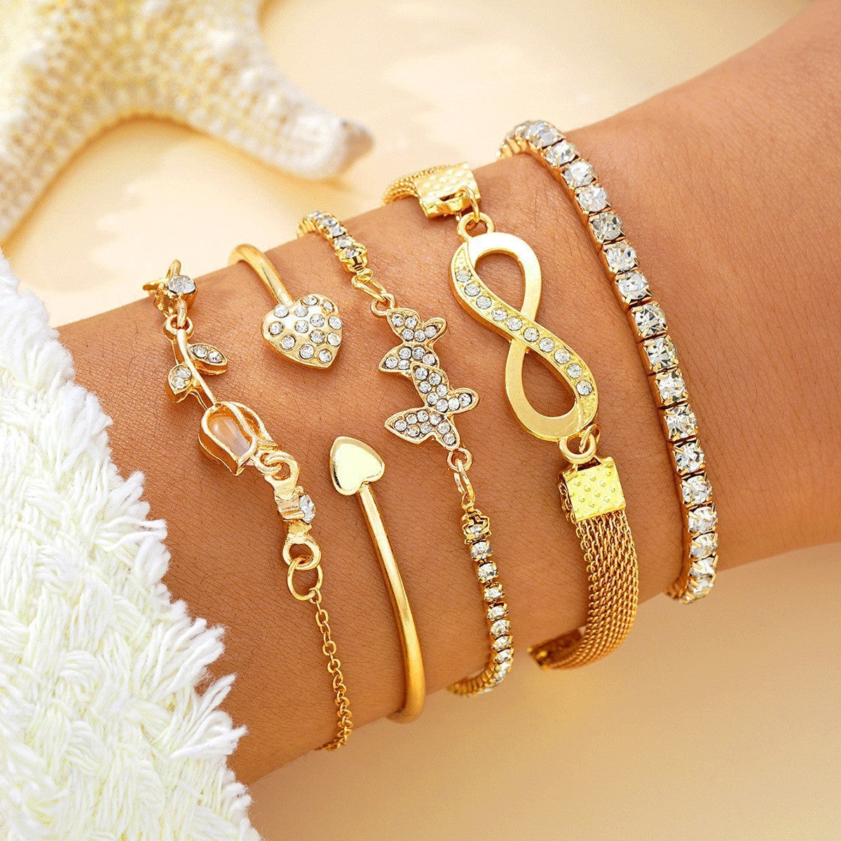 Leaves Glossy Irregular With Personality Stripes Bracelets