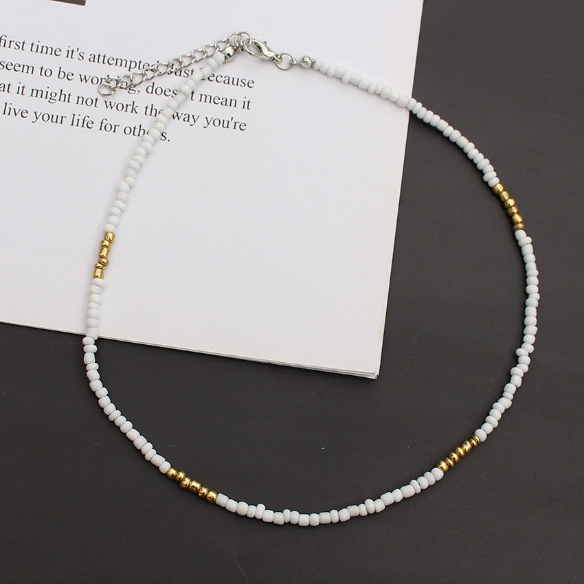 Korean Style Fashionable Colorful Bohemian Golden Balls Bead Handmade Ethnic Necklaces