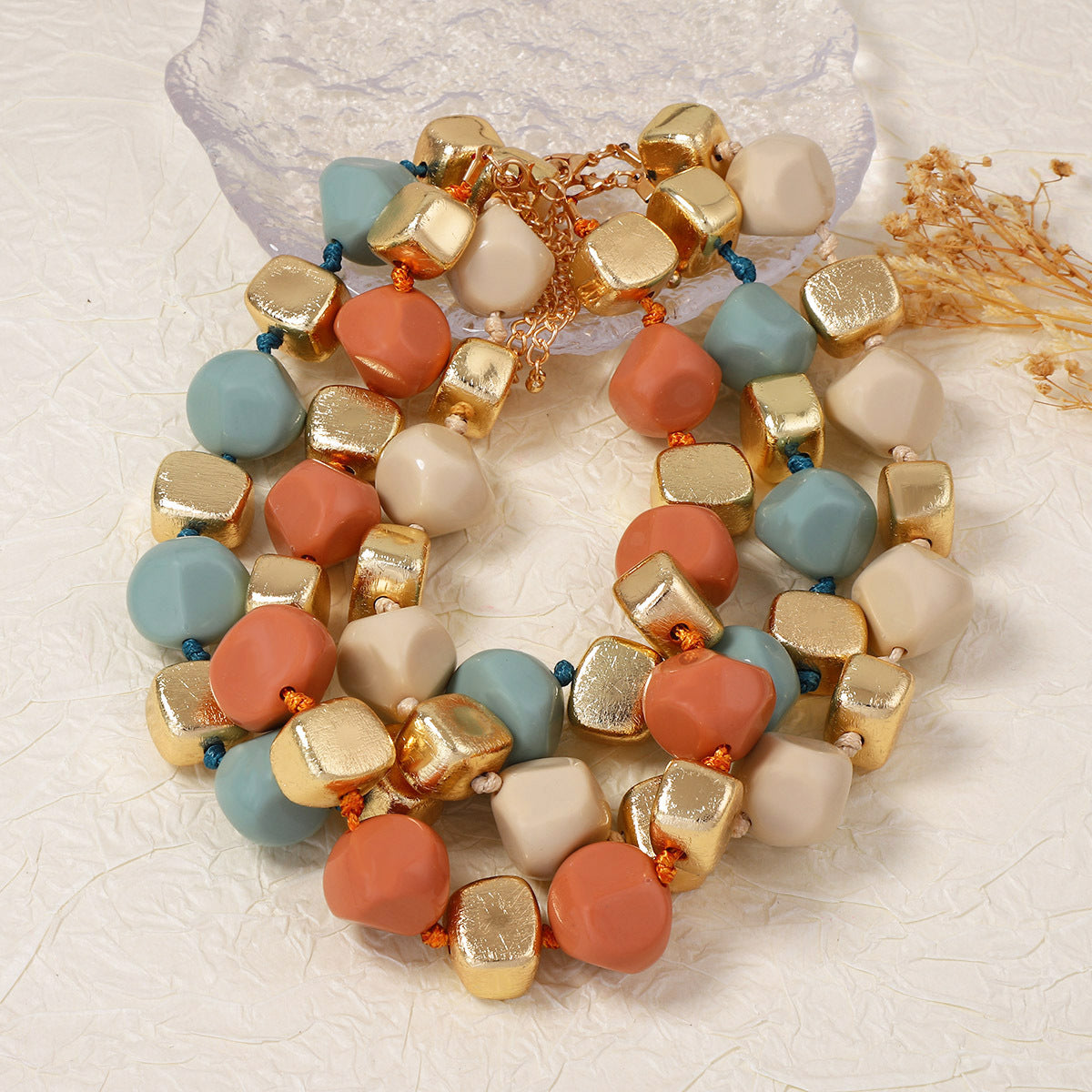 Women's Fashion Exaggerated Beaded Resin Geometric Handmade Necklace