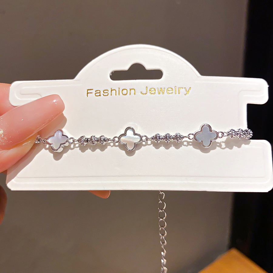 Women's Real Gold Electroplated Zircon Fritillary Flower Buckle Fashionable Exquisite Light Bracelets