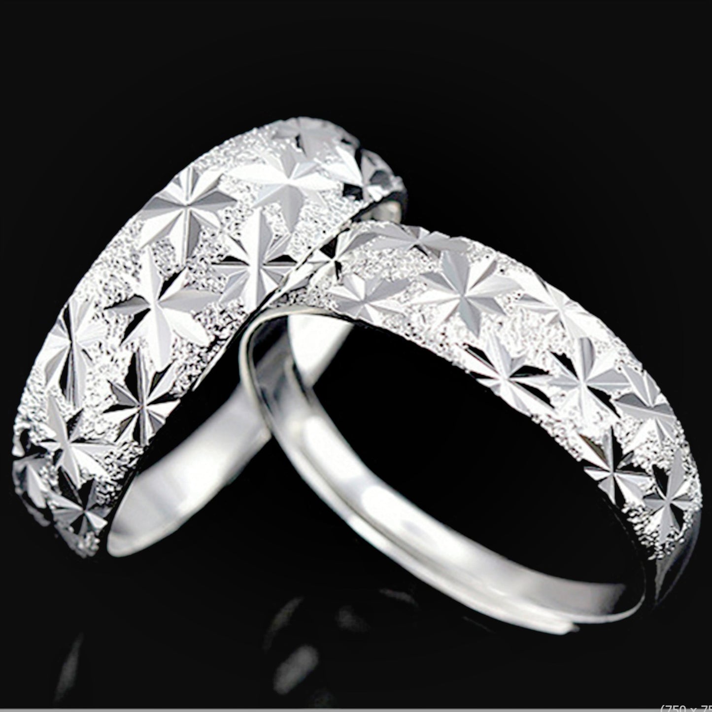 Classic Open Starry Couple Pair Ornament Rings