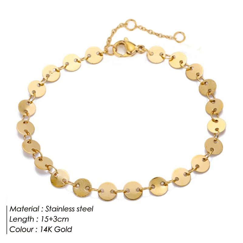 Stainless Steel Gold-plated Round Chain Titanium Simple Bracelets