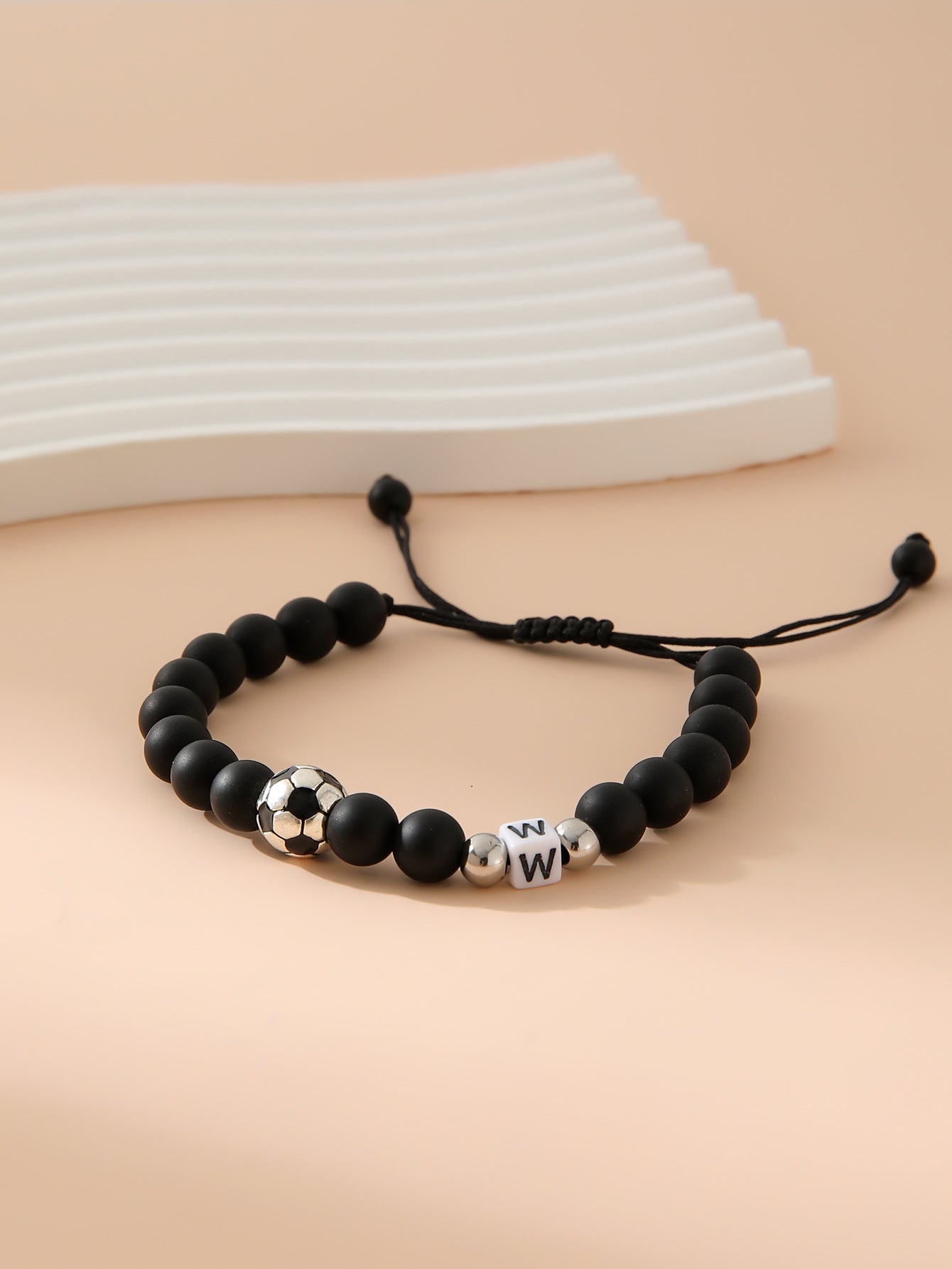 Women's & Men's Black Frosted Football Letters Adjustable For Bracelet