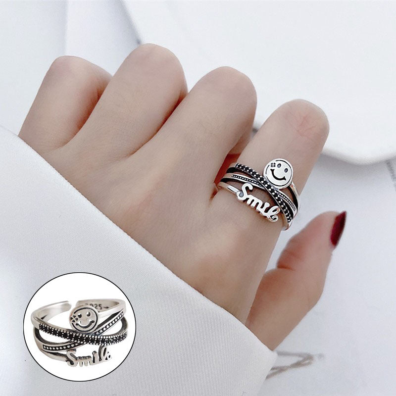 Cross Army Flower Embossed Female Retro Rings