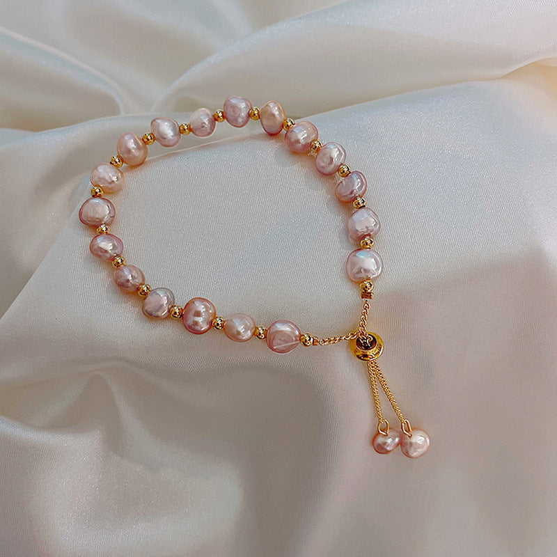 Niche Design Elegant Champagne Imitation Pearl Bracelets