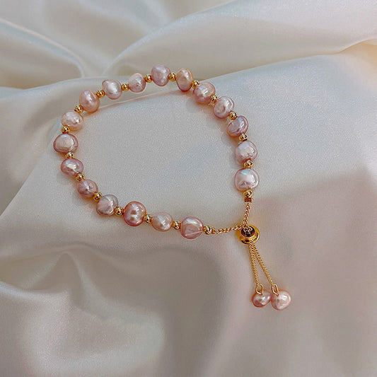 Niche Design Elegant Champagne Imitation Pearl Bracelets