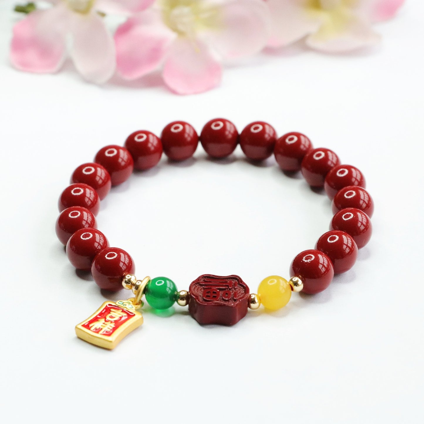 Cinnabar Purple Gold Sand Blessing Card Chalcedony Chinese Live Bracelets