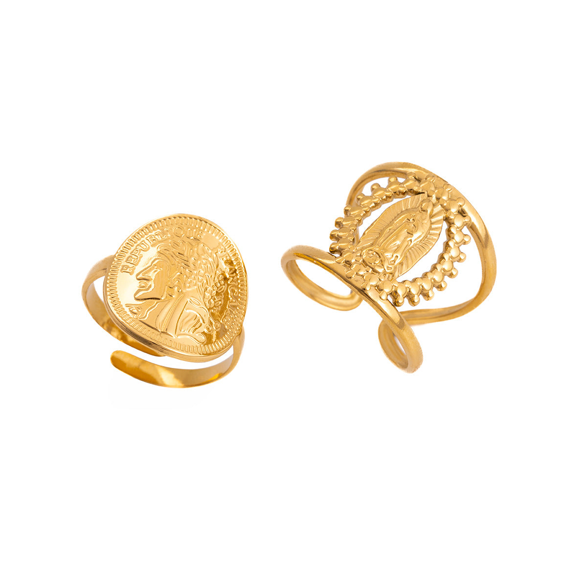 Women's Retro Style Fashion Gold Stainless Steel Ring