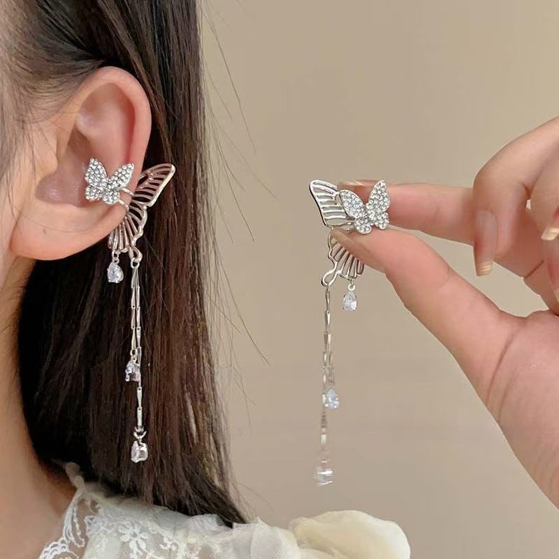 Ear Clip Fairy Temperamental Butterfly Tassel Fashionable Earrings