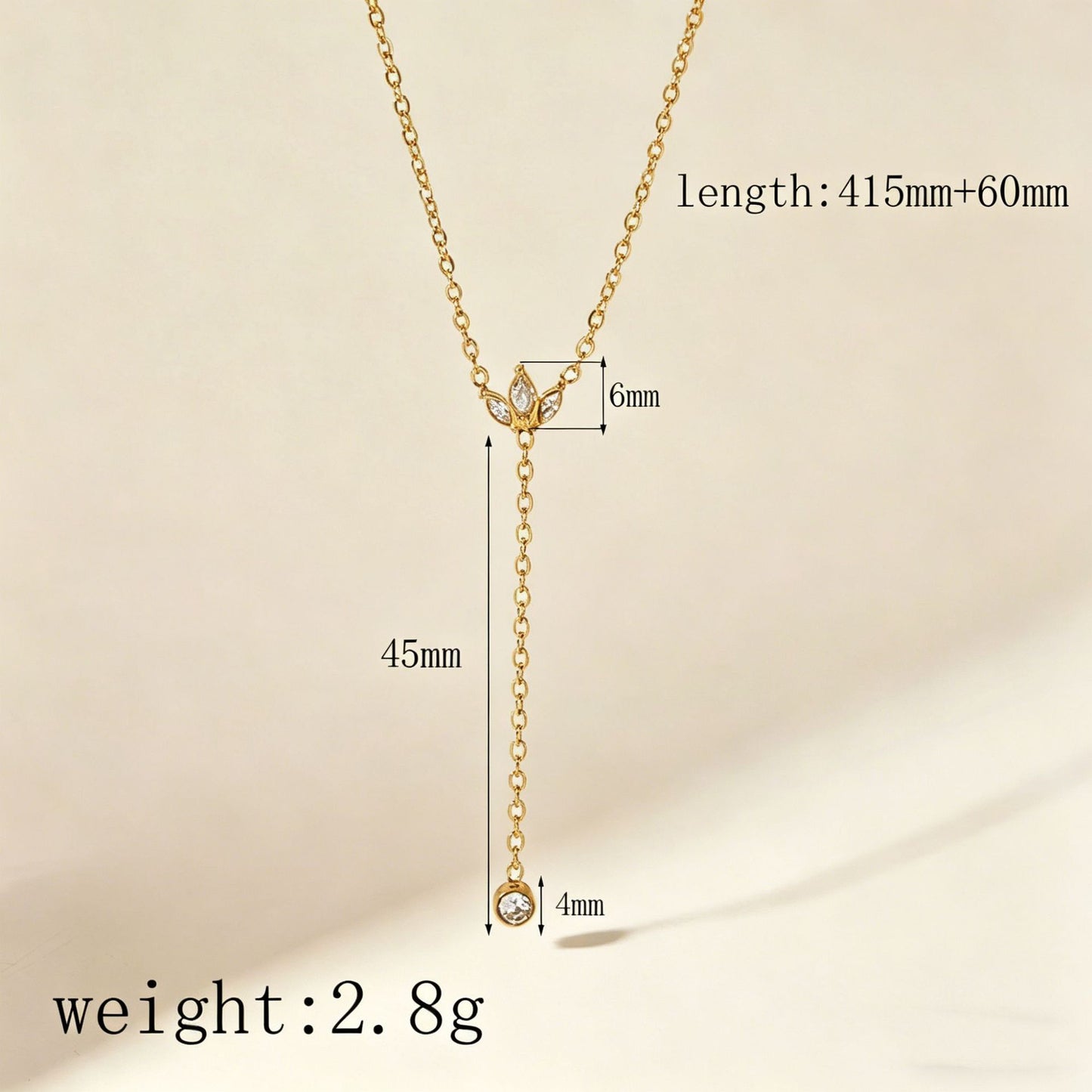 Women's Fine Fashion Titanium Steel Gold Single Crown White Zircon Necklaces