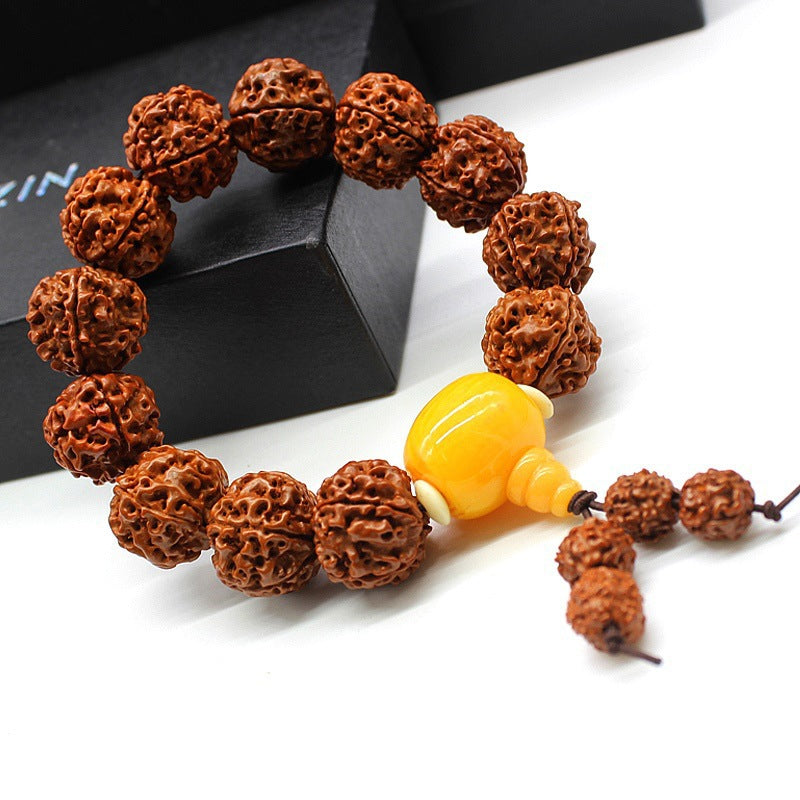 Women's & Men's Root White Jade Lotus Rosary Seed Scenic Bracelets