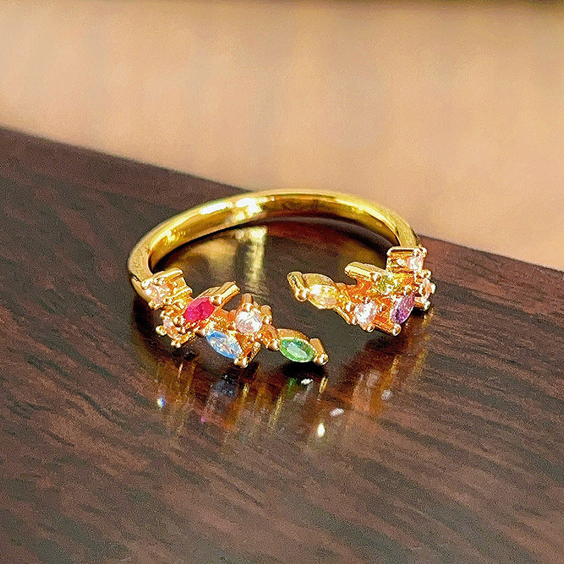 Twist Colored Gems Full Diamond Color Zirconium Ring