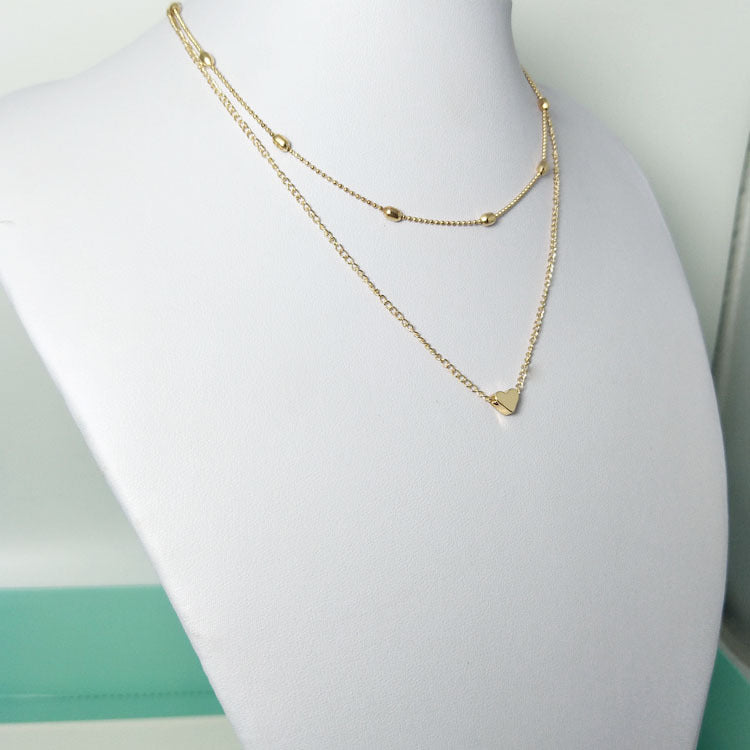 Women's Simple Trendy Heart-shaped Street Shot Copper Peach Heart Multilayer Necklace