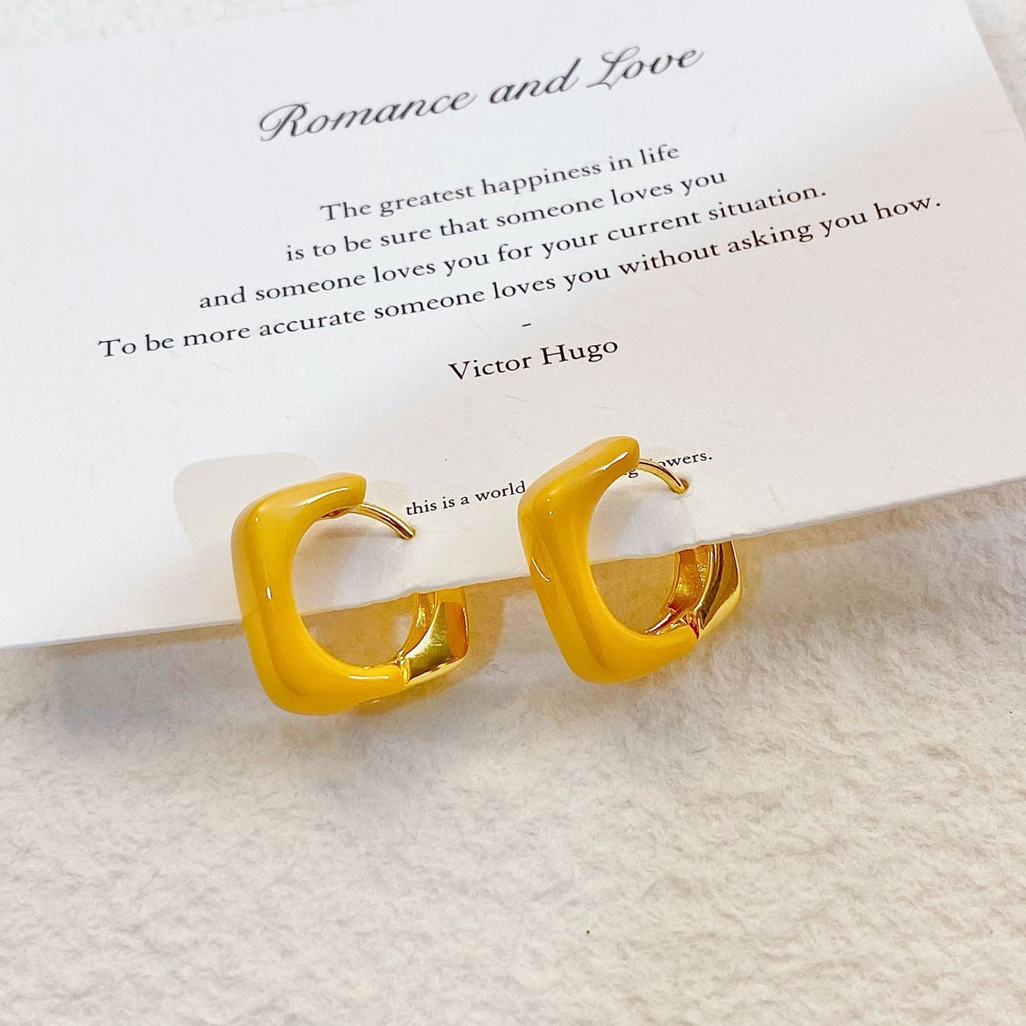 Plated Real Gold Ginger Flower Enamel Drip Glazed Female Sweet Earrings