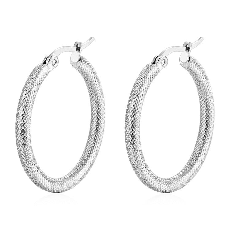 Women's Stylish Round Pattern Stainless Steel Trendy Earrings