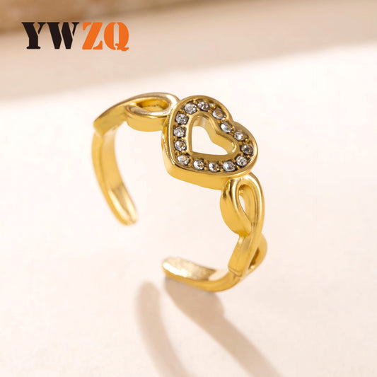 Titanium Steel Casting Chain Hollow Heart Index Finger Sweet Fashion Ring