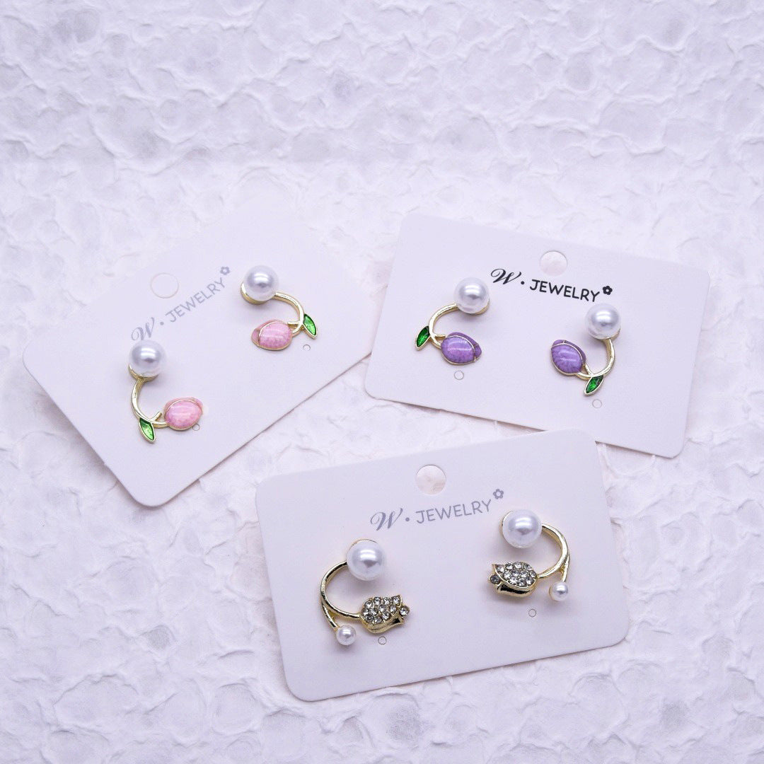 Classic Style Design Tulip Pearl Korean Earrings