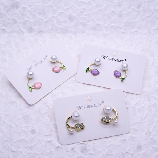 Classic Style Design Tulip Pearl Korean Earrings