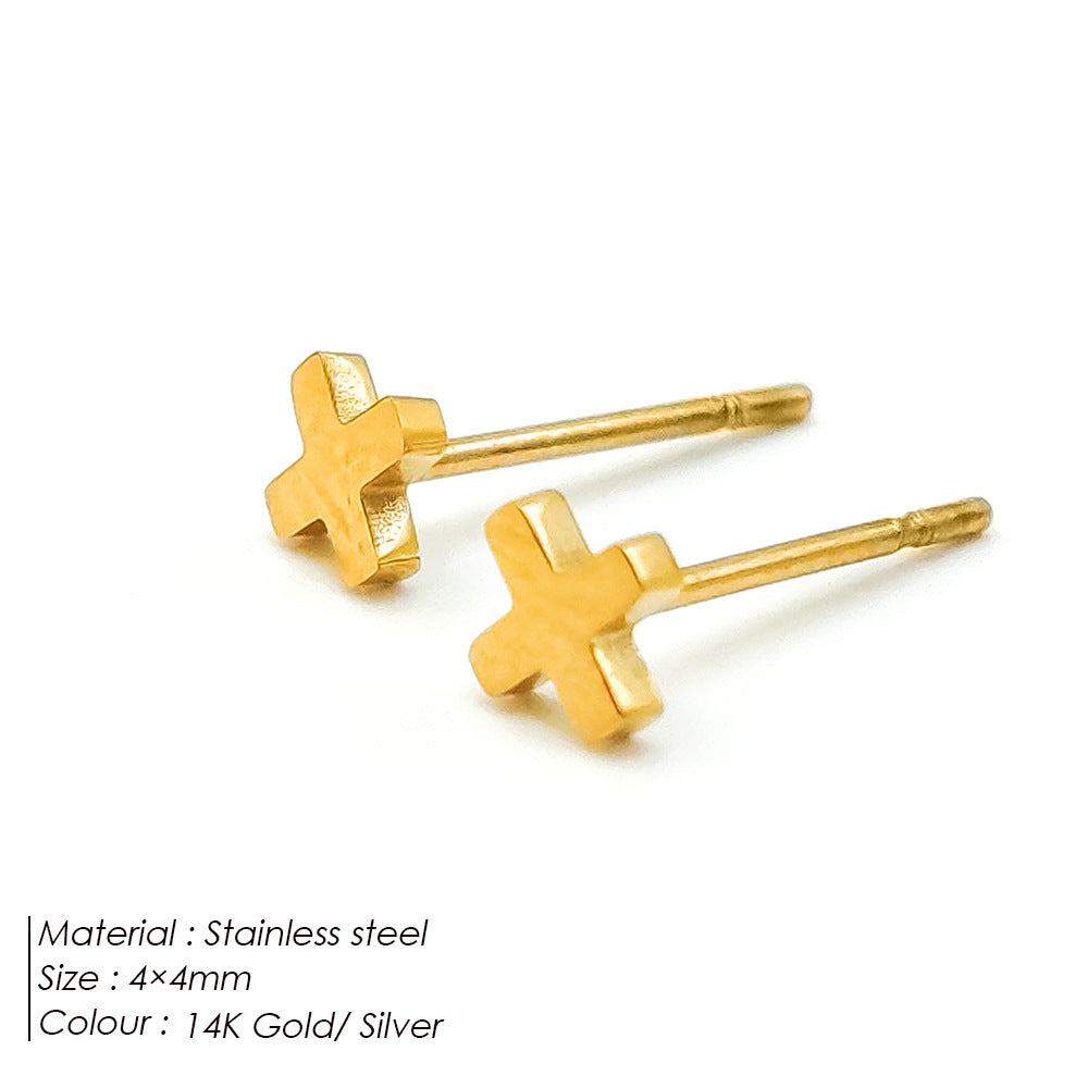 Women's Stainless Steel Electroplated Gold Fashion Ear Stud Earrings