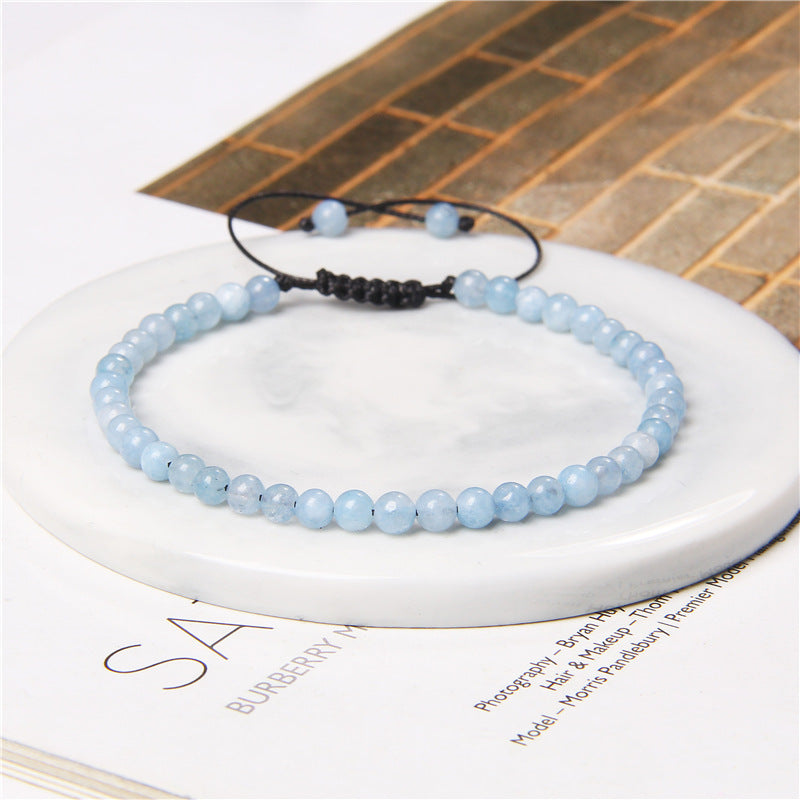 Agate Stone Braided Adjustable Gemstone Beads Bracelet