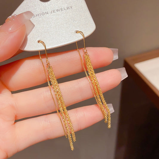 Women's Fashionable Metal Sense Long Fringed Thread Exquisite Ear Line
