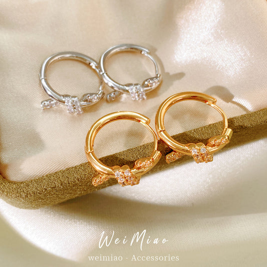 Electroplated Zircon Knotted Round Clip Cold Style Elegant Light Luxury Ear Buckle