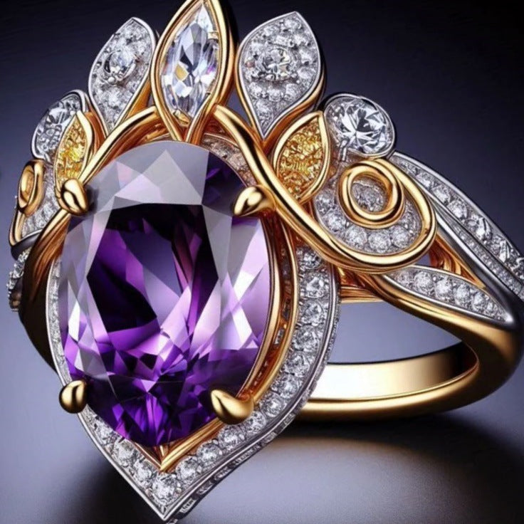 Elegant Vintage Inlaid Zircon Simple Personality Rings