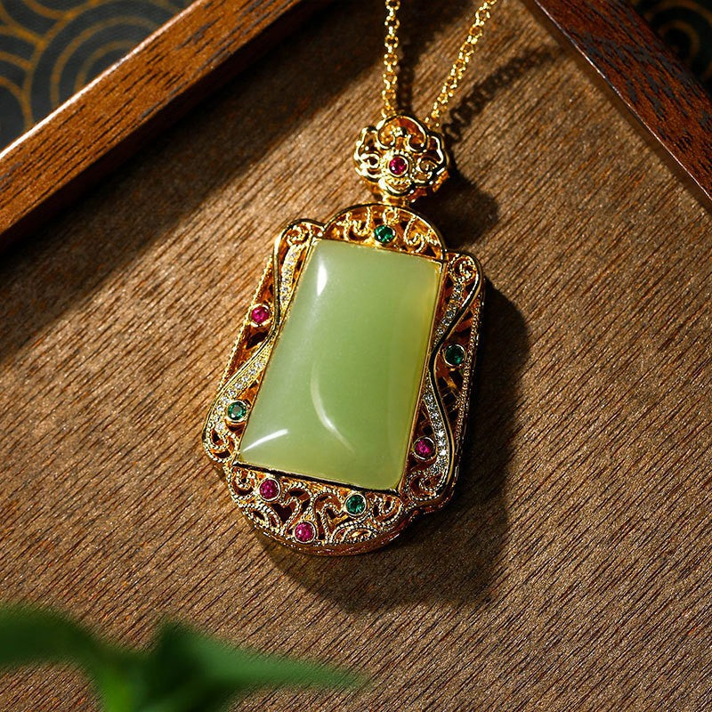 Women's & Men's Inlaid Imitation Jade Micro Colorful Crystals Necklaces