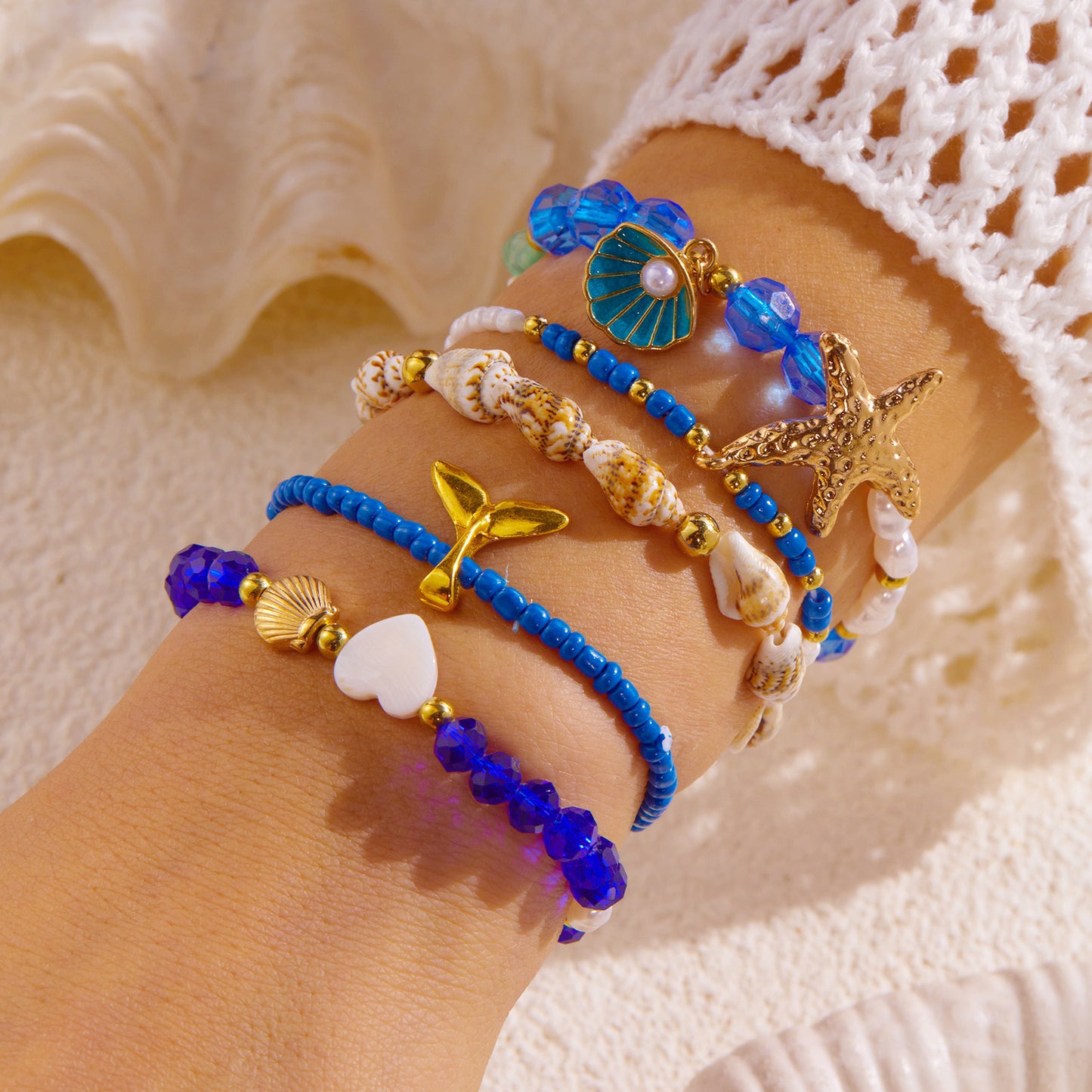 Women's Shell Summer Combination Versatile Niche Bead Bracelet