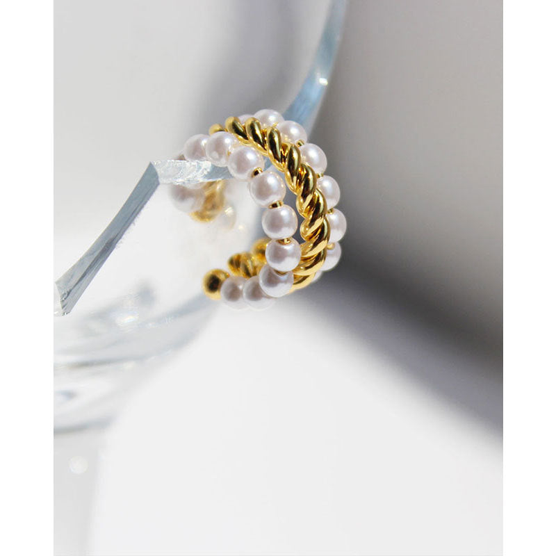 Shaped Pearl Ear Bone Clip Elegant Stud Earrings