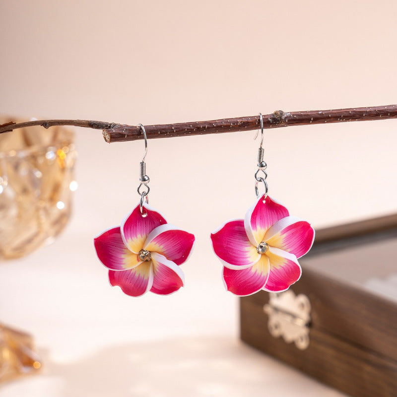 Colorful Flower Acrylic Duplex Printing Three-dimensional Earrings