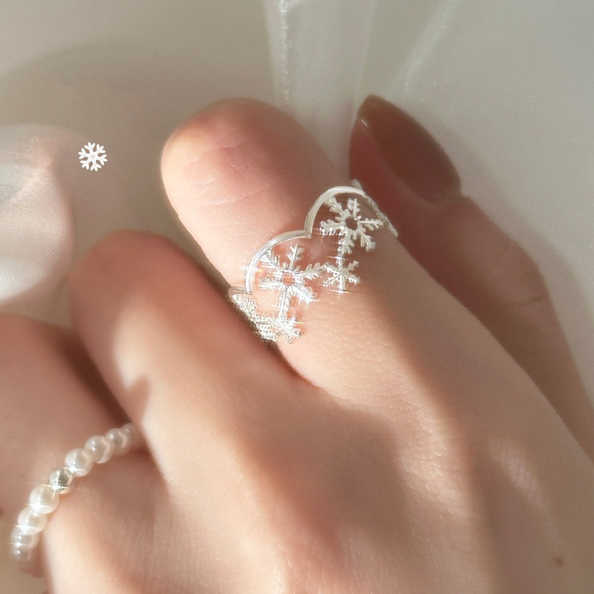 Temperament Snowflake Female Style Niche Design Stylish Opening Exquisite Ring