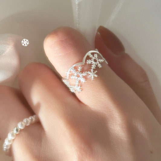 Temperament Snowflake Female Style Niche Design Stylish Opening Exquisite Ring