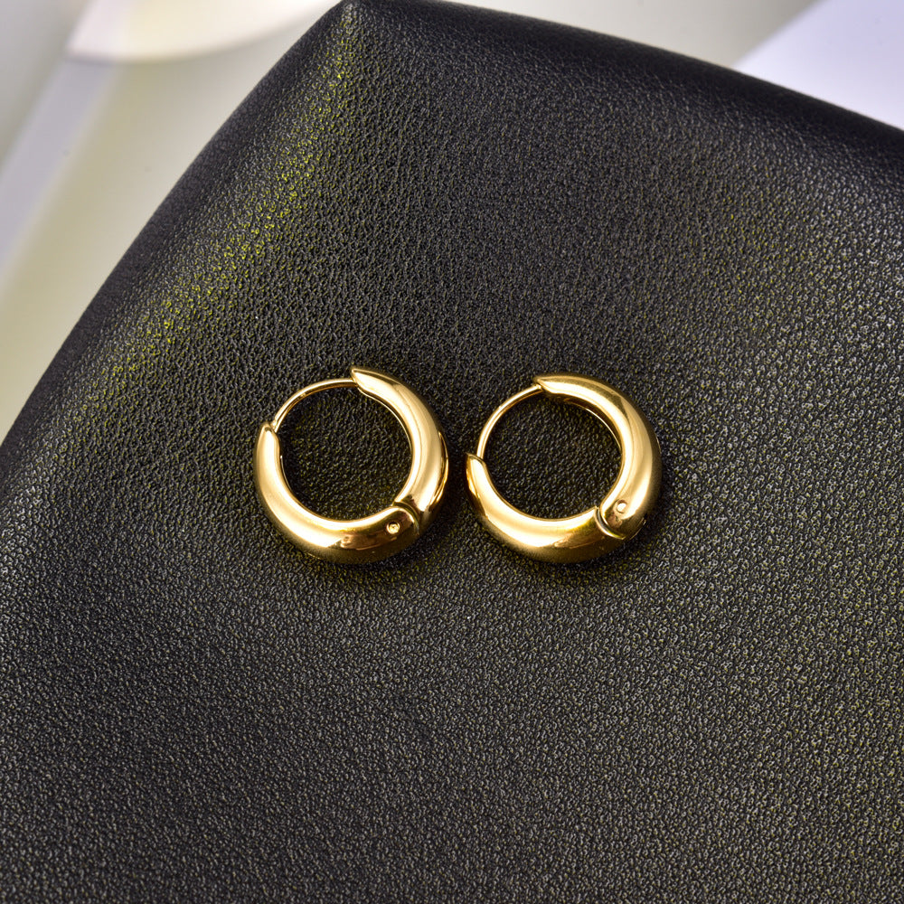 Simple Glossy Geometric Oval Ear Retro Cold Style Gold Rings