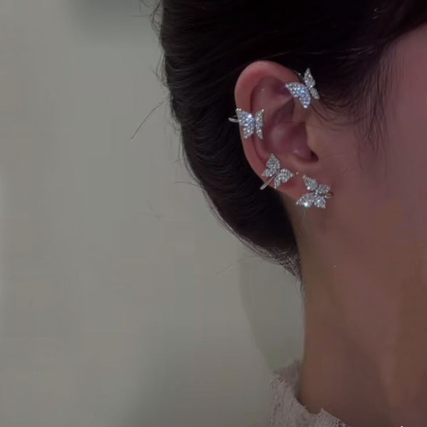 Zircon Butterfly Surrounding Adjustable Ear Female No Stud Earrings