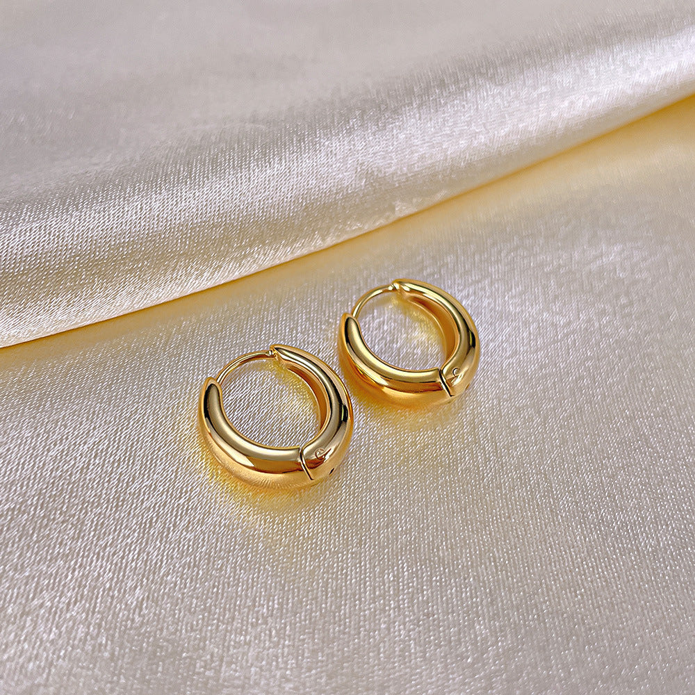 Women's Stainless Steel Fashionable Simple Elegant Circle Light Luxury Earrings