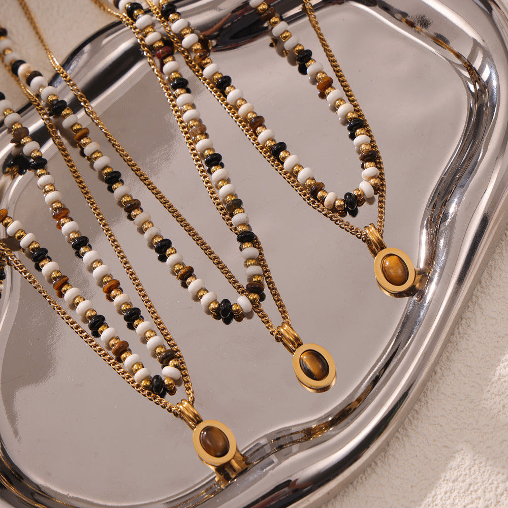 Women's Oval For Special Interest Light Luxury Retro Double Layer Twin Necklace