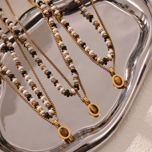 Women's Oval For Special Interest Light Luxury Retro Double Layer Twin Necklace