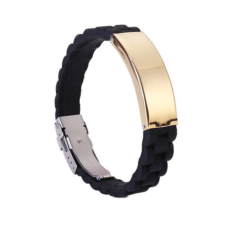 Men's Trendy Silicone Sports Simple Laser Sculpture Bracelet