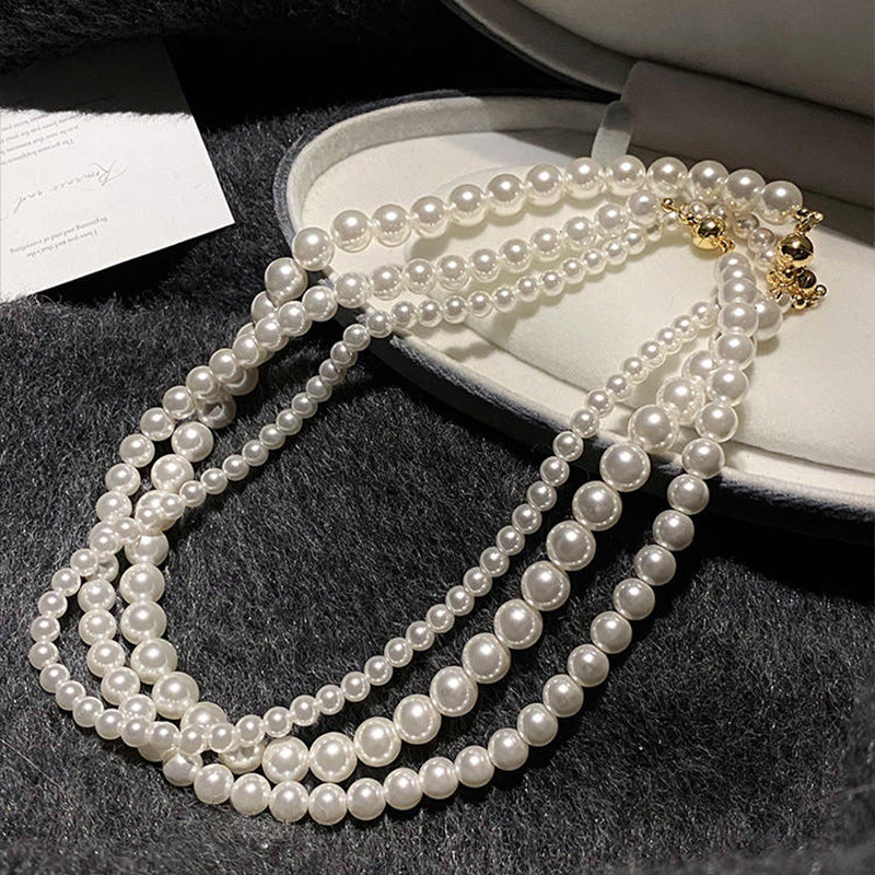 Women's Perfect Circle Pearl Twin Sweater Chain Light Necklaces