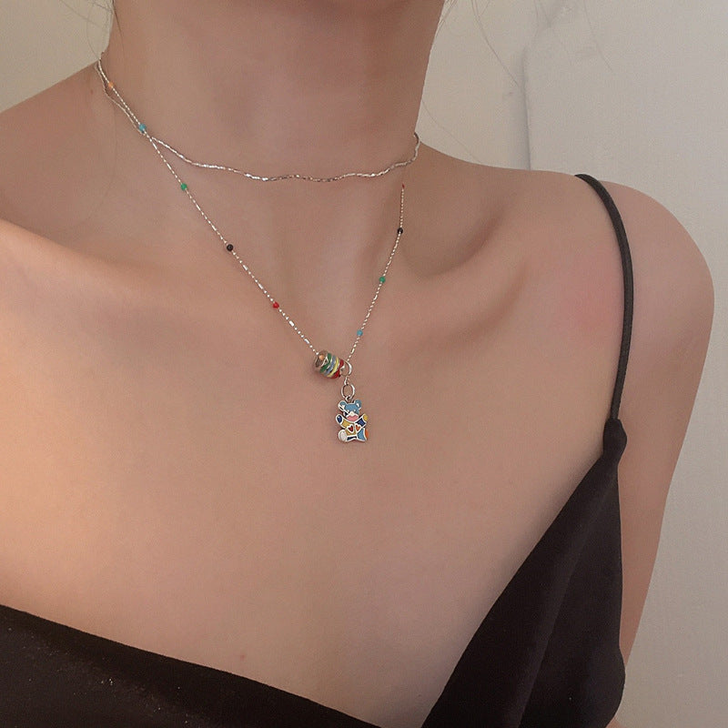 Women's Rainbow Bear For Niche Design Simple Clavicle Chain Sweater Necklace