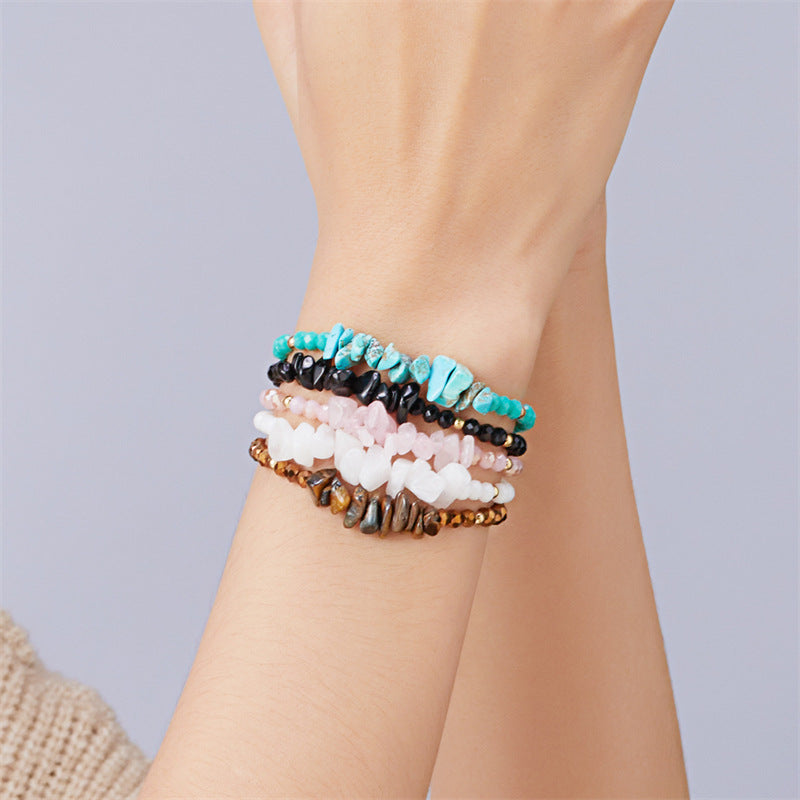 Hand-woven Gravel Irregular Crystal Mixed Adjustable Bracelets