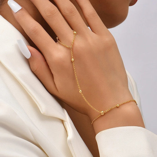 Fashion Lady Gold Finger Chain Butterfly Bracelet