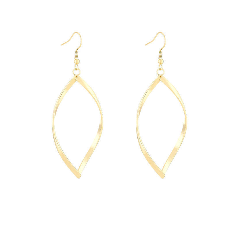 Gold Plating Simple Twisted Diamond Exaggerated Stud Earrings