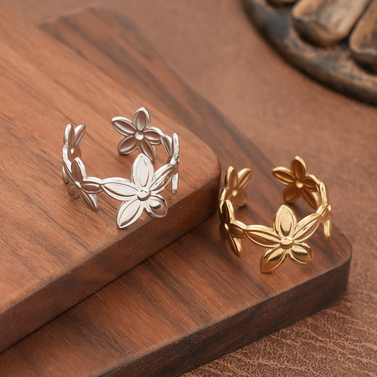 Fashionable Flower Simple Cold Style Unique Design Ring
