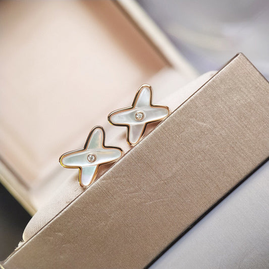 Women's X White Shell Advanced Rose Gold Live Earrings