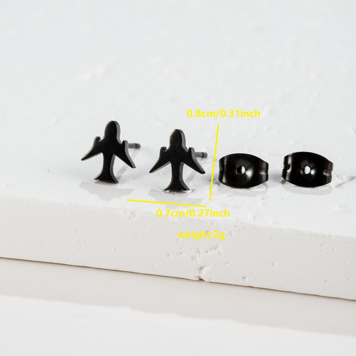 Small Animal Cat Plaid Bird Ear Geometry Stud Earrings