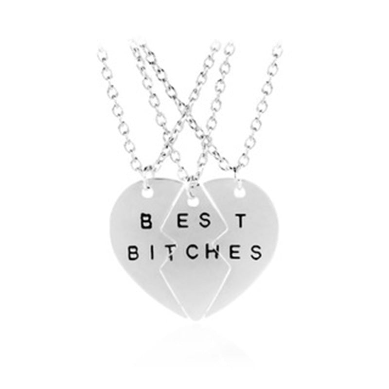 Friend Metal Stitching Love Peach Heart Necklace